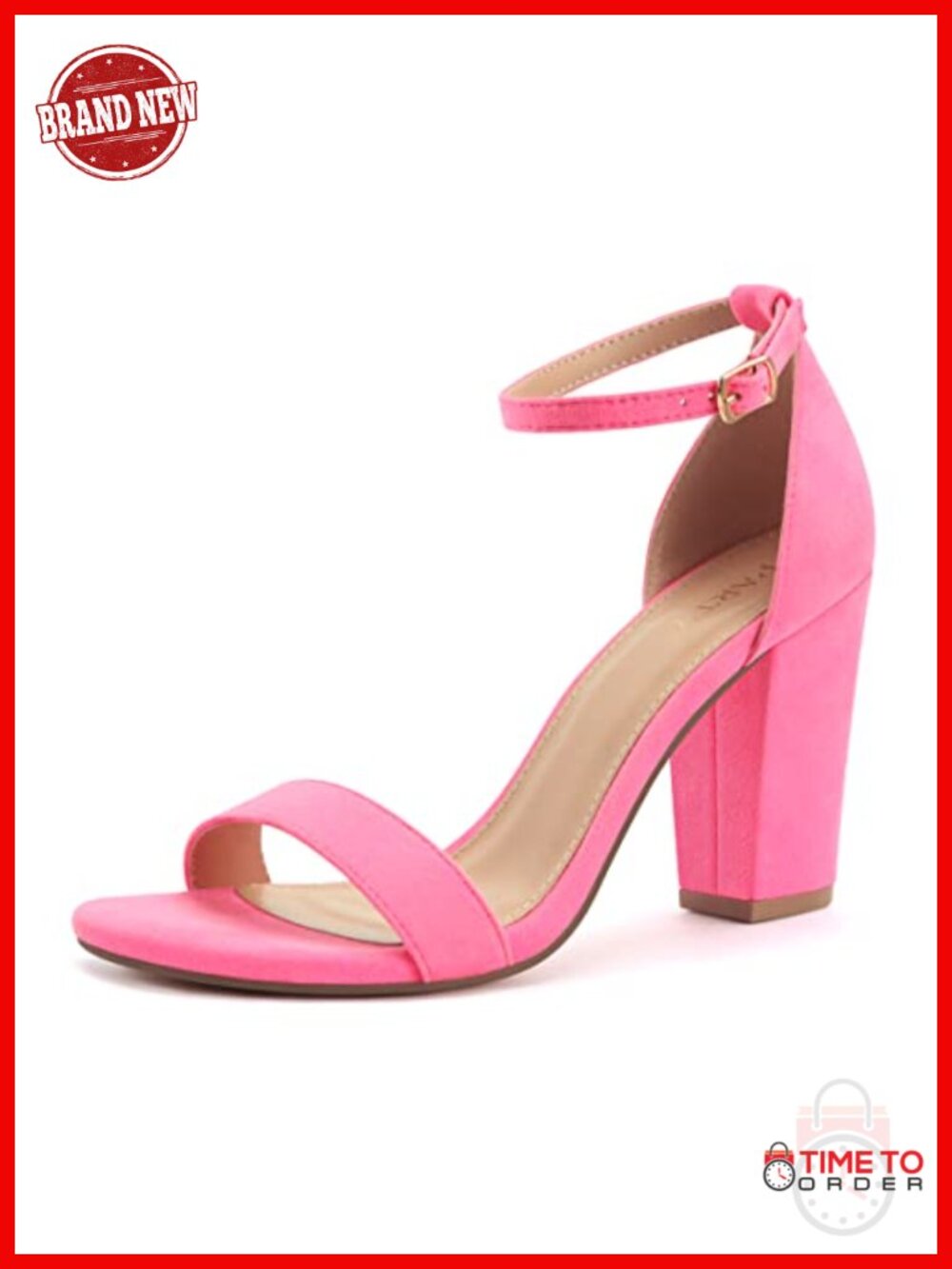 PARTY Women's Chunky Block Heels Open Toe Ankle Strap 3 Inch Heeled Sandals